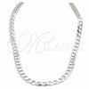 Sterling Silver Basic Necklace, Curb Design, Polished, Silver Finish, 04.433.0002.24 (200 Gauge, 08 MM Thickness, 24 Inches Length)