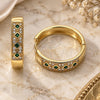 Oro Laminado Huggie Hoop, Gold Filled Style with Green Cubic Zirconia and White Micro Pave, Polished, Golden Finish, 02.210.0056.5.30
