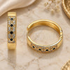 Oro Laminado Huggie Hoop, Gold Filled Style with Black Cubic Zirconia and White Micro Pave, Polished, Golden Finish, 02.210.0056.7.30