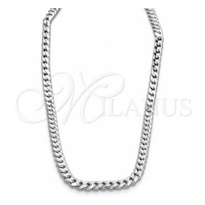 Sterling Silver Basic Necklace, Curb Design, Polished, Silver Finish, 04.433.0004.22 (180 Gauge, Thickness, 22 Inches Length)