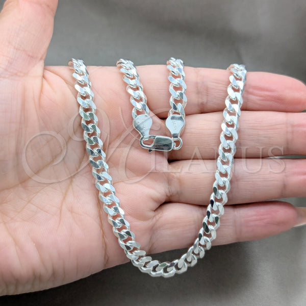 Sterling Silver Necklace — Basic Necklace Curb Design Polished 04. Gauge Thickness — alternate product view — SKU 159863 | Plata 925 collar — básico Necklace Curb diseño pulido 04. Gauge Thickness — SKU 159863