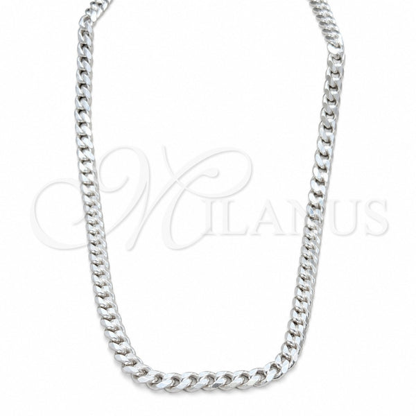Sterling Silver Basic Necklace, Curb Design, Polished, Silver Finish, 04.433.0004.20 (180 Gauge, Thickness, 20 Inches Length)