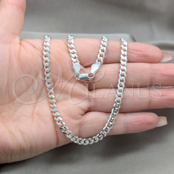 Sterling Silver Necklace — Basic Necklace Curb Design Polished 04. Gauge Thickness — alternate product view — SKU 159866 | Plata 925 collar — básico Necklace Curb diseño pulido 04. Gauge Thickness — SKU 159866