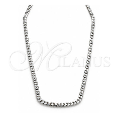 Sterling Silver Basic Necklace, Curb Design, Polished, Silver Finish, 04.433.0005.24 (150 Gauge, Thickness, 24 Inches Length)