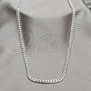 Sterling Silver Necklace — Basic Necklace Curb Design Polished 04. Gauge Thickness — main product view — SKU 159866 | Plata 925 collar — básico Necklace Curb diseño pulido 04. Gauge Thickness — SKU 159866