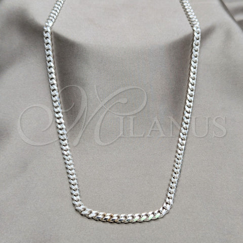 Sterling Silver Basic Necklace, Curb Design, Polished, Silver Finish, 04.433.0005.22