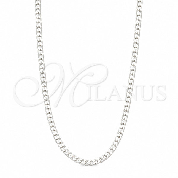 Sterling Silver Necklace — Basic Necklace Curb Design Polished 04. Gauge Thickness — main product view — SKU 159870 | Plata 925 collar — básico Necklace Curb diseño pulido 04. Gauge Thickness — SKU 159870