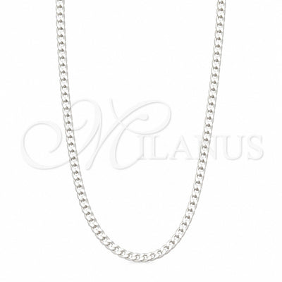 Sterling Silver Basic Necklace, Curb Design, Polished, Silver Finish, 04.433.0007.16 (100 Gauge, Thickness, 16 for wholesale, main product view
