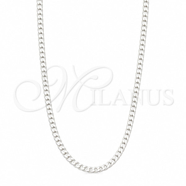 Sterling Silver Basic Necklace, Curb Design, Polished, Silver Finish, 04.433.0007.16 (100 Gauge, Thickness, 16 Inches Length)