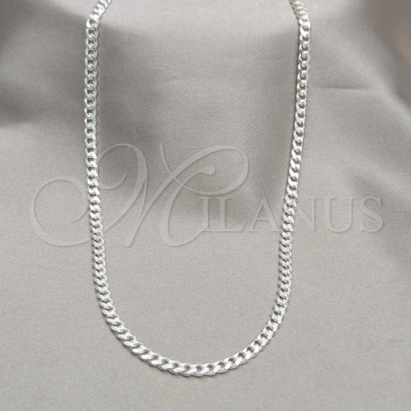 Sterling Silver Basic Necklace, Curb Design, Polished, Silver Finish, 04.433.0007.16 (100 Gauge, Thickness, 16 Inches Length)