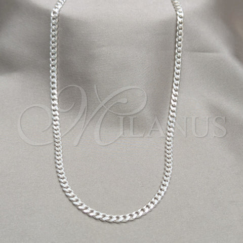 Sterling Silver Basic Necklace, Curb Design, Polished, Silver Finish, 04.433.0007.16 (100 Gauge, Thickness, 16 Inches Length)
