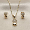 Oro Laminado Earring and Pendant Adult Set, Gold Filled Style Ball and Infinite Design, with White Micro Pave, Polished, Golden Finish, 10.342.0220