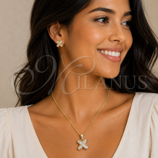 Gold Filled Ring — Earring and Pendant Adult Set Baguette and Love — alternate product view — SKU 159887 | Oro Laminado anillo — Earring and Pendant Adult Set Baguette and Love — SKU 159887