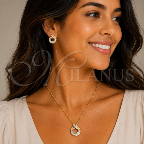 Gold Filled Ring — Earring and Pendant Adult Set Baguette Design with — main product view — SKU 159893 | Oro Laminado anillo — Earring and Pendant Adult Set Baguette diseño with — SKU 159893