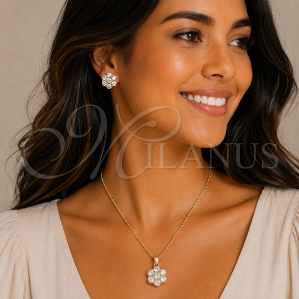 Gold Filled Ring — Earring and Pendant Adult Set Cluster Design with — alternate product view — SKU 159915 | Oro Laminado anillo — Earring and Pendant Adult Set Cluster diseño with — SKU 159915