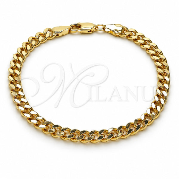 Oro Laminado Basic Bracelet, Gold Filled Style Miami Cuban Design, Polished, Golden Finish, 04.213.0099.07 (140 Gauge, 05 MM Thickness, 8 Inches Length)