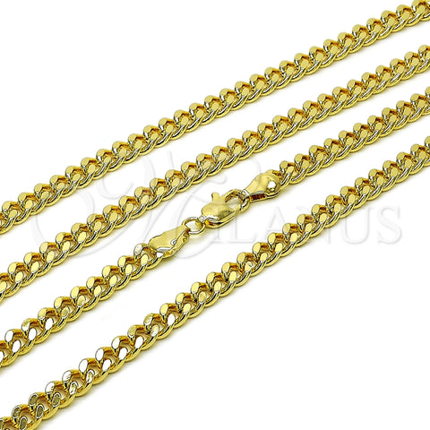 Oro Laminado Basic Necklace, Gold Filled Style Miami Cuban Design, Polished, Golden Finish, 04.213.0099.22