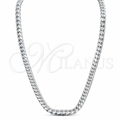 Sterling Silver Basic Necklace, Miami Cuban and Curb Design, Polished, Silver Finish, 04.433.0008.26 (200 for wholesale, main product view