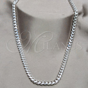 Sterling Silver Necklace — Basic Necklace Miami Cuban and Curb Design Polished — main product view — SKU 159921 | Plata 925 collar — básico Necklace Miami Cuban and Curb diseño pulido — SKU 159921