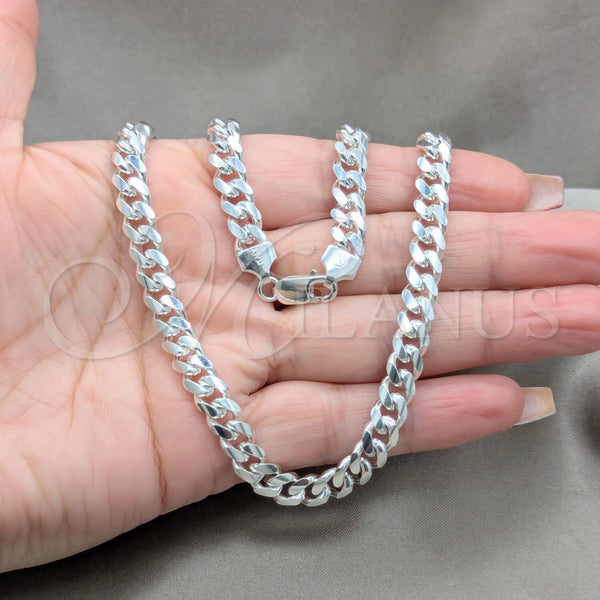 Sterling Silver Necklace — Basic Necklace Curb and Miami Cuban Design Polished — alternate product view — SKU 159922 | Plata 925 collar — básico Necklace Curb and Miami Cuban diseño pulido — SKU 159922