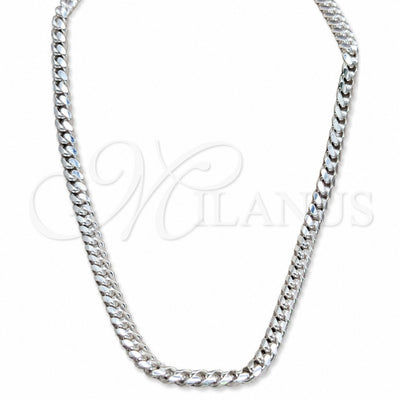 Sterling Silver Basic Necklace, Curb and Miami Cuban Design, Polished, Silver Finish, 04.433.0008.24 (200 for wholesale, main product view