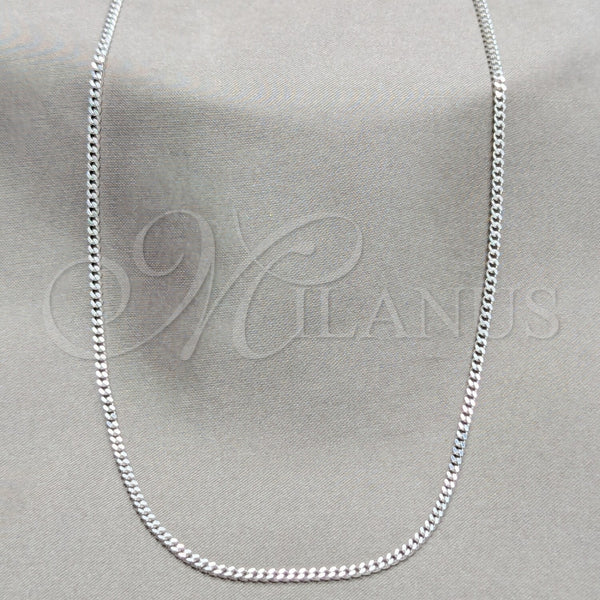 Sterling Silver Basic Necklace, Curb and Miami Cuban Design, Polished, Silver Finish, 04.433.0009.24