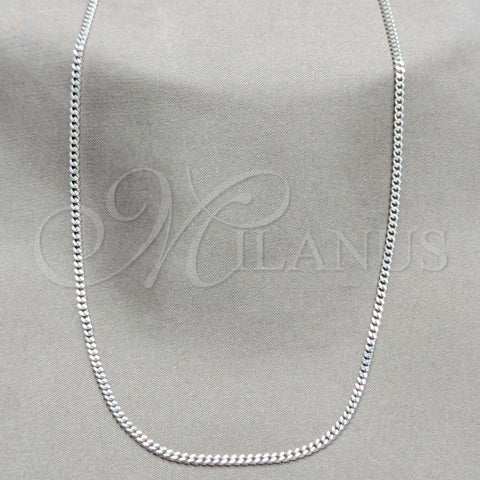Sterling Silver Basic Necklace, Curb and Miami Cuban Design, Polished, Silver Finish, 04.433.0009.24