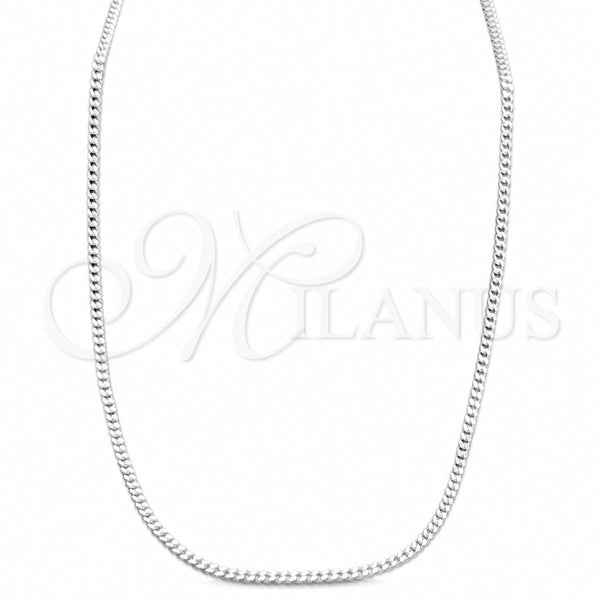Sterling Silver Necklace — Basic Necklace Curb and Miami Cuban Design Polished — main product view — SKU 159923 | Plata 925 collar — básico Necklace Curb and Miami Cuban diseño pulido — SKU 159923