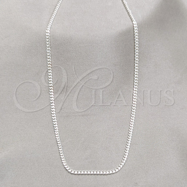 Sterling Silver Necklace — Basic Necklace Curb and Miami Cuban Design Polished — main product view — SKU 159924 | Plata 925 collar — básico Necklace Curb and Miami Cuban diseño pulido — SKU 159924