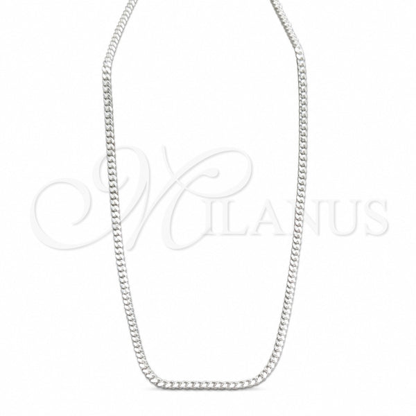 Sterling Silver Basic Necklace, Curb and Miami Cuban Design, Polished, Silver Finish, 04.433.0009.16 (0.80 Gauge, Thickness, 16 Inches Length)