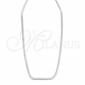 Sterling Silver Basic Necklace, Curb and Miami Cuban Design, Polished, Silver Finish, 04.433.0009.16 (0.80 Gauge, Thickness, 16 Inches Length)