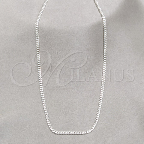 Sterling Silver Basic Necklace, Curb and Miami Cuban Design, Polished, Silver Finish, 04.433.0009.16 (0.80 Gauge, Thickness, 16 Inches Length)