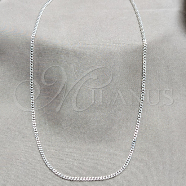 Sterling Silver Basic Necklace, Curb and Miami Cuban Design, Polished, Silver Finish, 04.433.0010.24