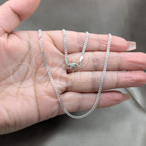 Sterling Silver Necklace — Basic Necklace Curb and Miami Cuban Design Polished — alternate product view — SKU 159925 | Plata 925 collar — básico Necklace Curb and Miami Cuban diseño pulido — SKU 159925