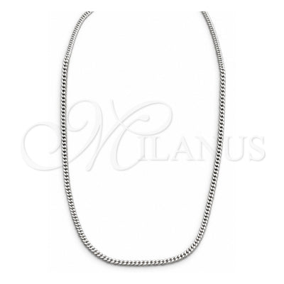 Sterling Silver Basic Necklace, Curb and Miami Cuban Design, Polished, Silver Finish, 04.433.0010.24 (0.60 Gauge, 02 MM Thickness, 24 Inches Length)
