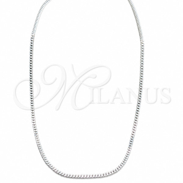Sterling Silver Basic Necklace, Curb and Miami Cuban Design, Polished, Silver Finish, 04.433.0010.24 (0.60 Gauge, 02 MM Thickness, 24 Inches Length)