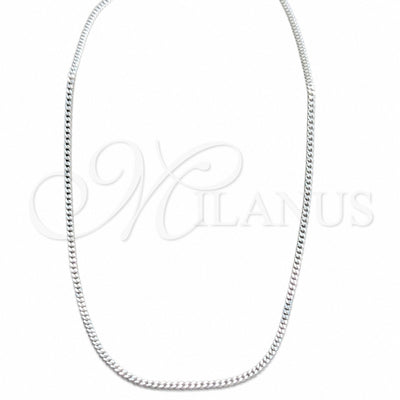 Sterling Silver Basic Necklace, Curb and Miami Cuban Design, Polished, Silver Finish, 04.433.0010.24 (0.60 for wholesale, main product view