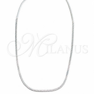 Sterling Silver Basic Necklace, Curb and Miami Cuban Design, Polished, Silver Finish, 04.433.0010.24 (0.60 Gauge, 02 MM Thickness, 24 Inches Length)