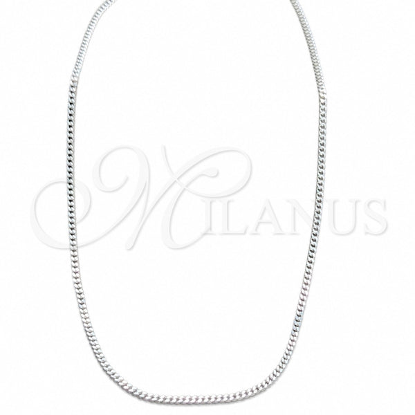 Sterling Silver Basic Necklace, Curb and Miami Cuban Design, Polished, Silver Finish, 04.433.0010.24 (0.60 Gauge, 02 MM Thickness, 24 Inches Length)