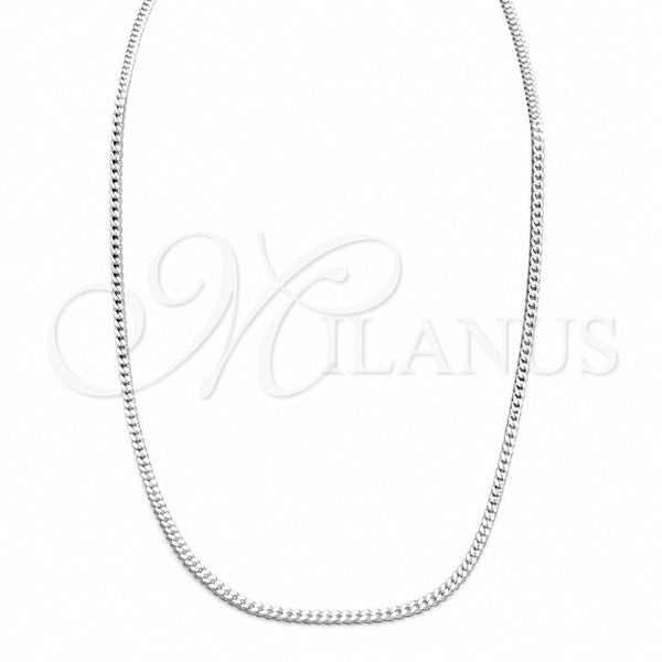 Sterling Silver Basic Necklace, Curb and Miami Cuban Design, Polished, Silver Finish, 04.433.0010.16 (0.60 Gauge, 02 MM Thickness, 16 Inches Length)