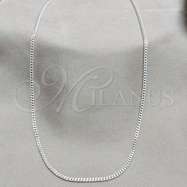 Sterling Silver Necklace — Basic Necklace Curb and Miami Cuban Design Polished — main product view — SKU 159926 | Plata 925 collar — básico Necklace Curb and Miami Cuban diseño pulido — SKU 159926