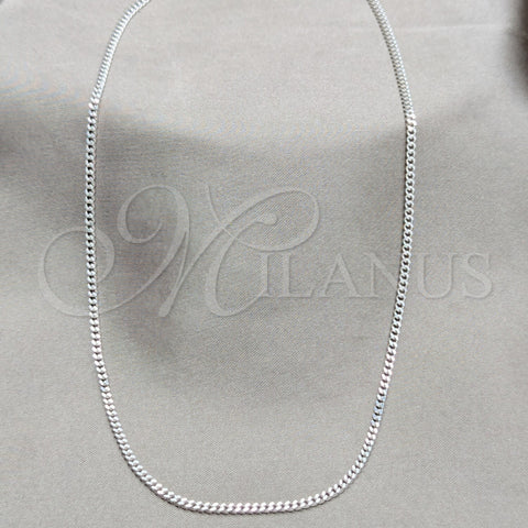 Sterling Silver Basic Necklace, Curb and Miami Cuban Design, Polished, Silver Finish, 04.433.0010.16 (0.60 Gauge, 02 MM Thickness, 16 Inches Length)