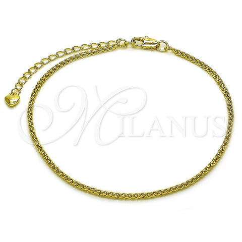 Oro Laminado Basic Anklet, Gold Filled Style Polished, Golden Finish, 03.213.0349.10
