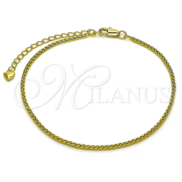 Oro Laminado Basic Anklet, Gold Filled Style Polished, Golden Finish, 03.213.0349.10 (02 MM Thickness, 10 Inches Length)