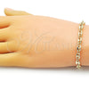 Oro Laminado Fancy Bracelet, Gold Filled Style Puff Mariner Design, Polished, Golden Finish, 03.213.0234.08