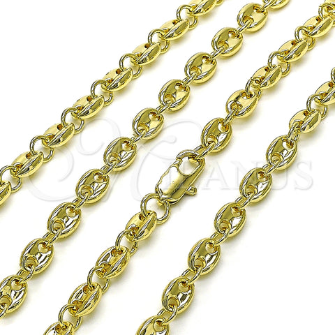 Oro Laminado Fancy Necklace, Gold Filled Style Puff Mariner Design, Polished, Golden Finish, 03.213.0234.20