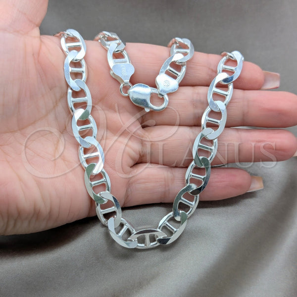 Sterling Silver Necklace — Basic Necklace Mariner Design Polished 04. Gauge Thickness — alternate product view — SKU 159969 | Plata 925 collar — básico Necklace Mariner diseño pulido 04. Gauge Thickness — SKU 159969