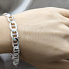 Sterling Silver Basic Bracelet, Mariner Design, Polished, Silver Finish, 03.433.0011.08 (250 Gauge, Thickness, 8 Inches Length)