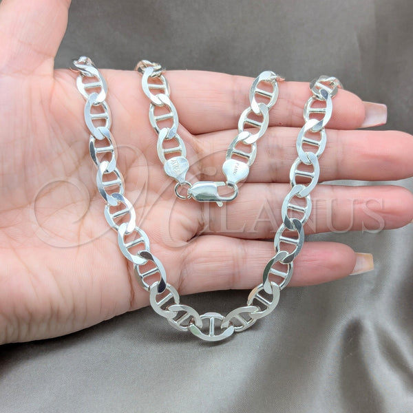Sterling Silver Necklace — Basic Necklace Mariner Design Polished 04. Gauge Thickness — alternate product view — SKU 159973 | Plata 925 collar — básico Necklace Mariner diseño pulido 04. Gauge Thickness — SKU 159973