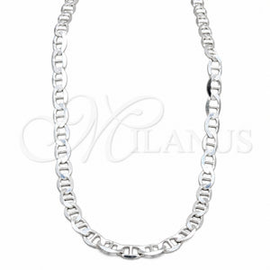 Sterling Silver Basic Necklace, Mariner Design, Polished, Silver Finish, 04.433.0013.26 (180 Gauge, 08 MM Thickness, 26 Inches Length)